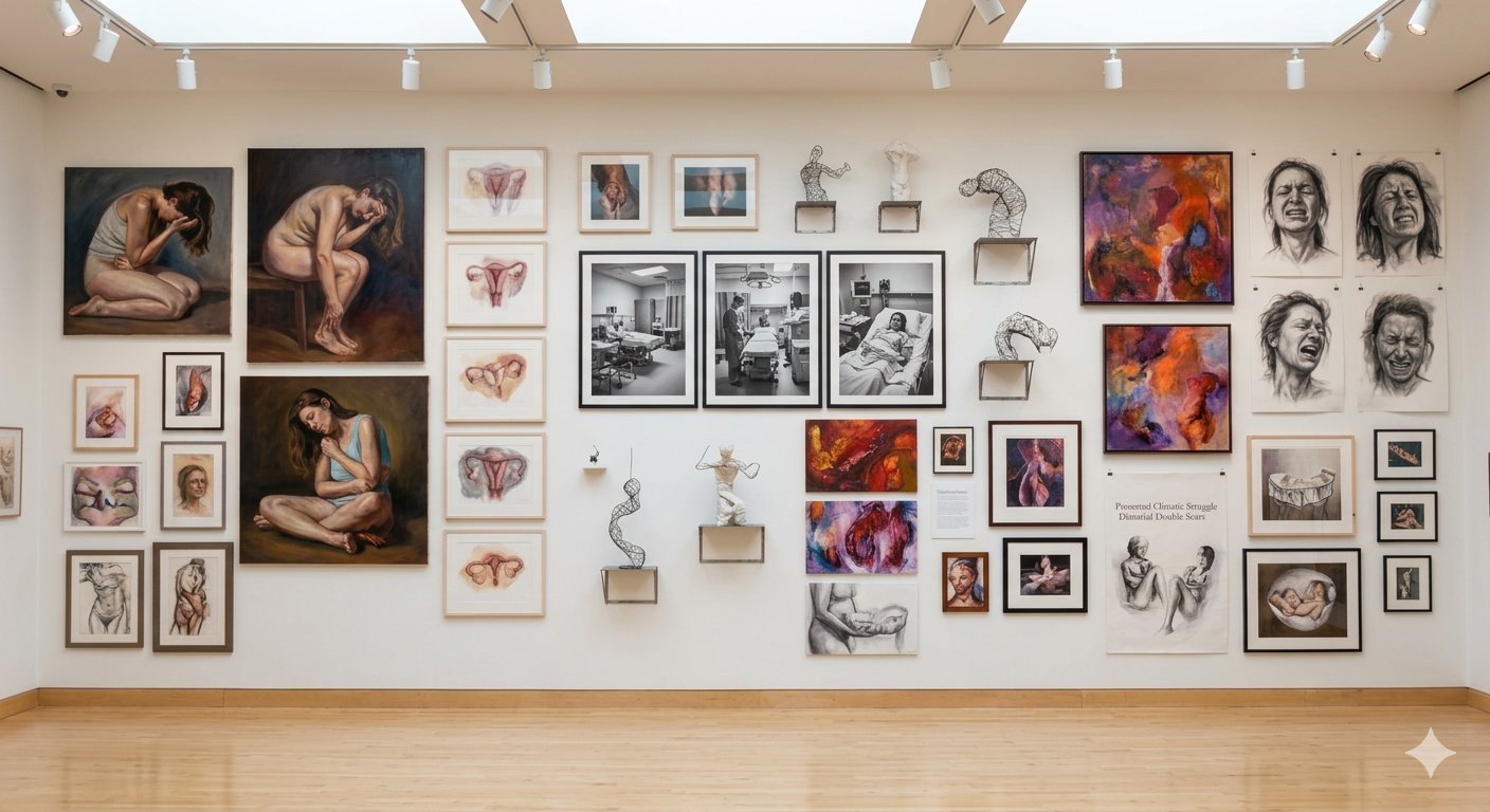 FLARE exhibition artworks on gallery wall