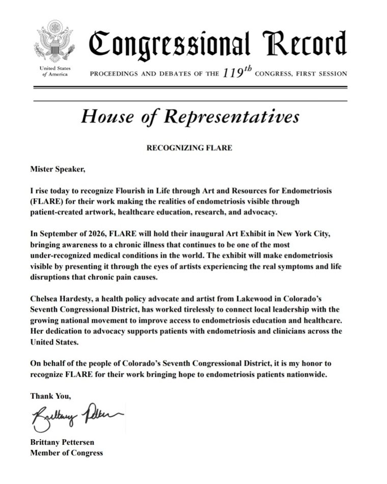 Congressional Record, House of Representatives: "Recognizing FLARE", a statement by Brittany Pettersen, Member of Congress.